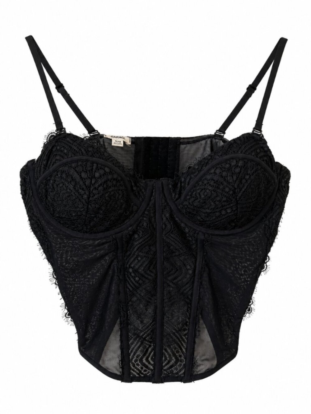 🪩 2/20 Garage Black Lace Corset Bustier Bodysuit Size M